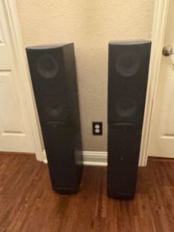 Black Infinity Tower Floor Standing Speakers Pair