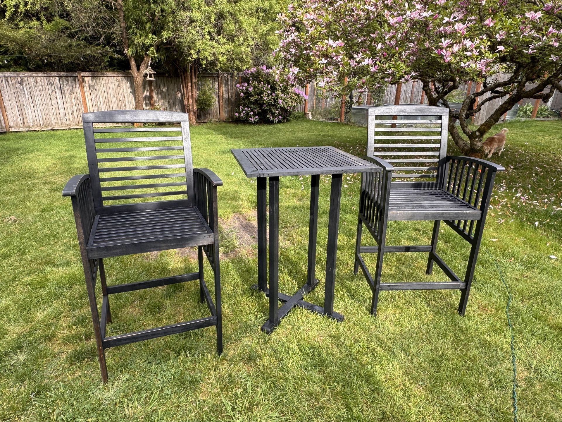 Patio Set - 3 Piece Bar-Height Bistro Set in Black