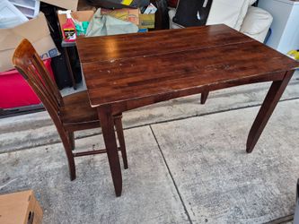 Wood Dining Table with leaf and chairs