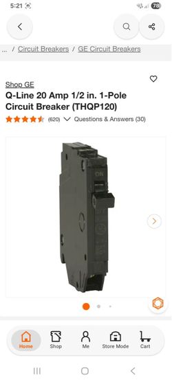Q-Line 20 Amp 1/2 in. 1-Pole Circuit Breaker (THQP120)