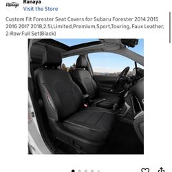 Custom Fit Forester Seat Covers for Subaru Forester 2014 2015 2016 2017 2018,2.5i,Limited,Premium,Sport,Touring, Faux Leather, 2-Row Full Set(Black)