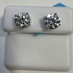 4.0CTW MOISSANTE & .925 Sterling Silver Stud Earrings