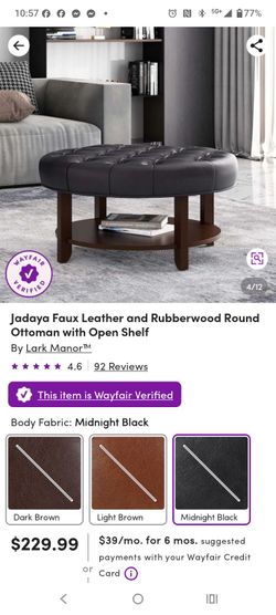 Black and wood ottoman