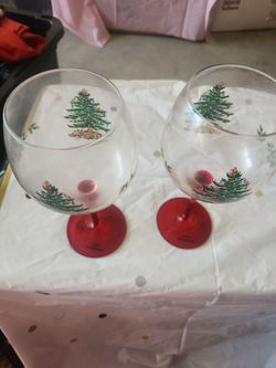 Spode Christmas Tree Wine Glasses Set of 2