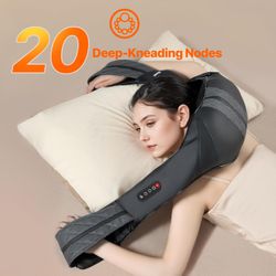 Neck Shoulder Massager with Heat, Rechargeable Shiatsu Deep Tissue