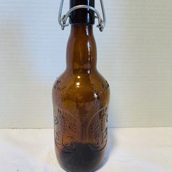 Vtg Grolsch Beer Bottle Amber Brown Glass Porcelain Flip Swing Top -
