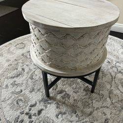 Pier 1 Round Carved Wood Accent Table / Coffee Table