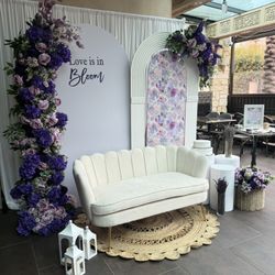 Floral Backdrop And Couch 