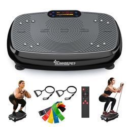 SLIMKEEPER Vibration Plate Exercise Machine for Lymphatic Drainage, Weight Loss Whole Body Workout, 330 Lbs Capacity, with 2 Loops & 5 Resistance Band