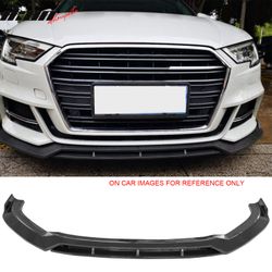 Fits 2017–2020 Audi S3 A3 8V S-Line IKON Front Bumper Lip Spoiler Gloss Black PP