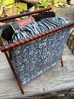 Floral Fabric Knitting Yarn Caddy Basket