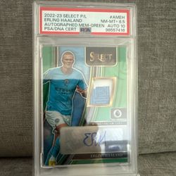 Erling Haaland 5/5 Auto PSA 8.5 Auto 10 | 2022-23 Panini Select Green Patch