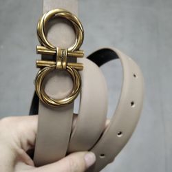 Salvatore Ferragamo Women Belt Gold With Tan Color 