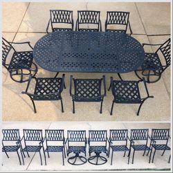Hanamint Outdoor Patio Furniture Set Heavy 8 Seat Dining set-7ft 90lb Oval table-Patio Set 