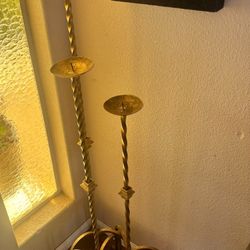 3 Gold Candle Stands 