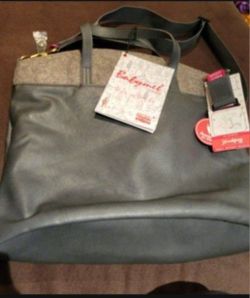 Babymel Grace Faux Leather Gray Diaper Bag With Changing Pad, New With Tags
