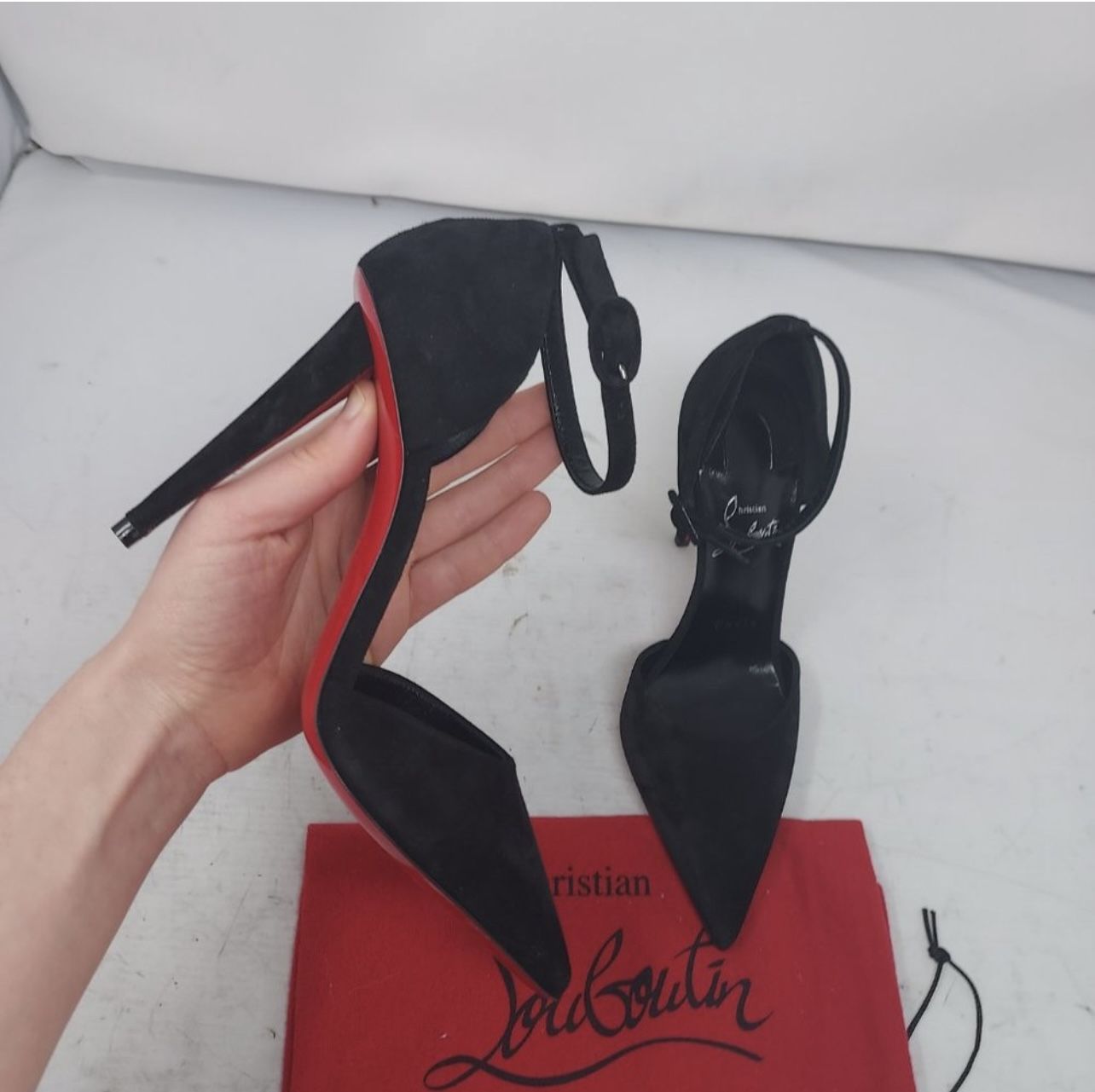 Christian Louboutin Astrida Bride Black Suede Toe Pump