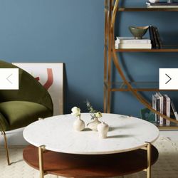 CB2 Marble & Brass Coffee Table – Like New 