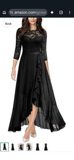Miusol Women's Elegant Floral Lace Ruffle black Maxi dress......size 16