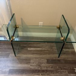 1980’s MCM Leon Rosen for Pace Collection Glass And Brass Console Table