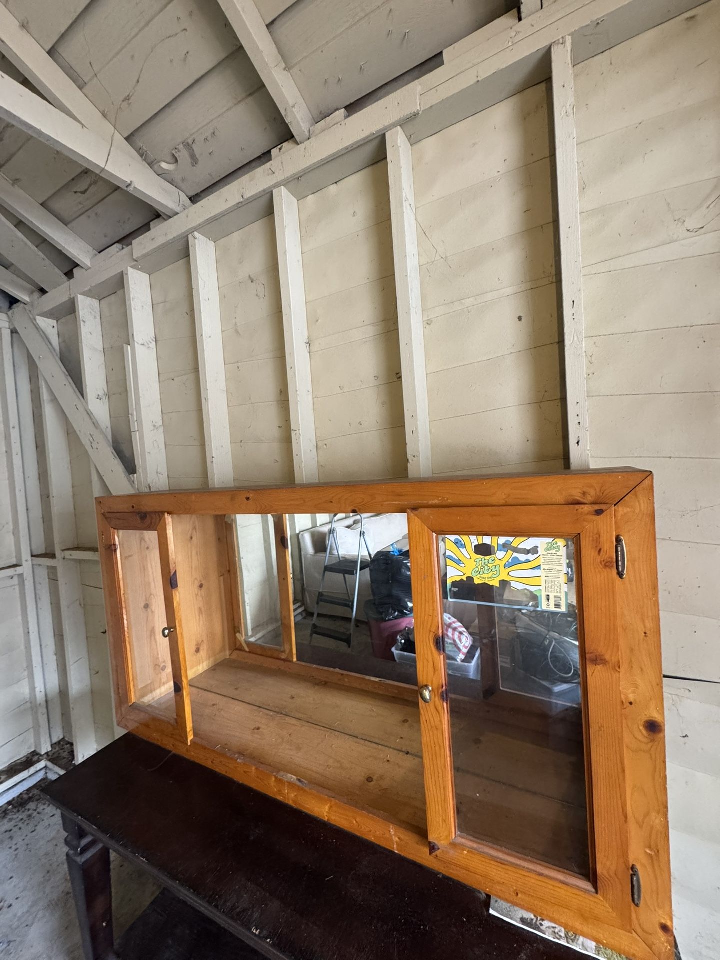 Pine wood cabinet w/mirror inside