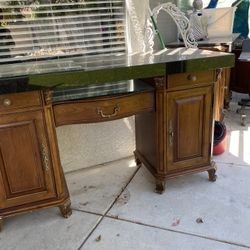 Black granite top cabinet desk with drawer