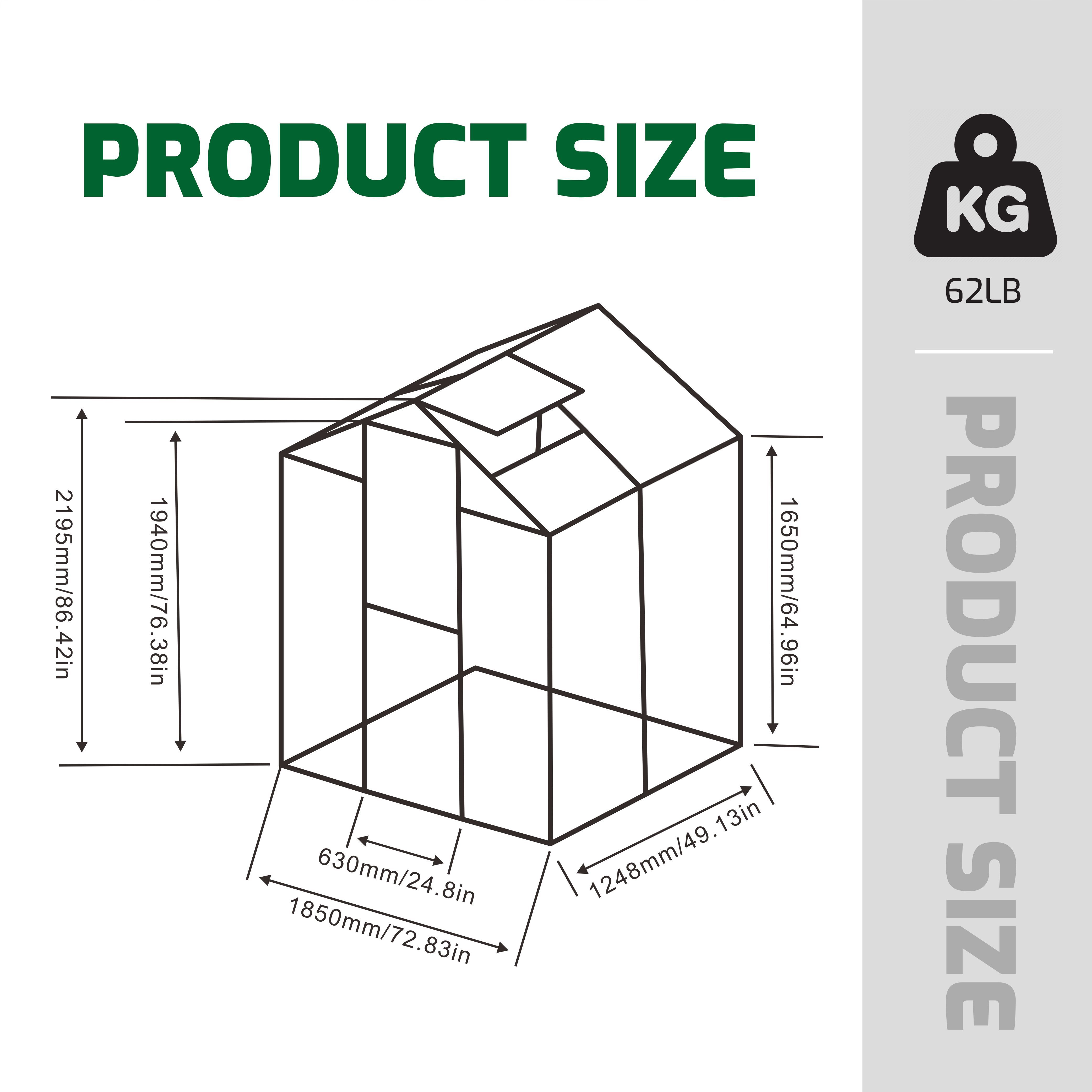 Newly marketed Gain height windproofaluminum greenhouse 6x4 FT Polycarbonate Greenhouse Raised Base and Anchor Aluminum Heavy Duty Walk-in Greenhouses