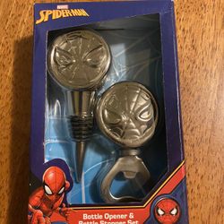 Spider Man Bottle Opener and Bottle Stopper Set