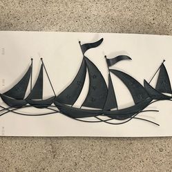 Large Metal Sailboat Wall Art – 32” Coastal Nautical Decor