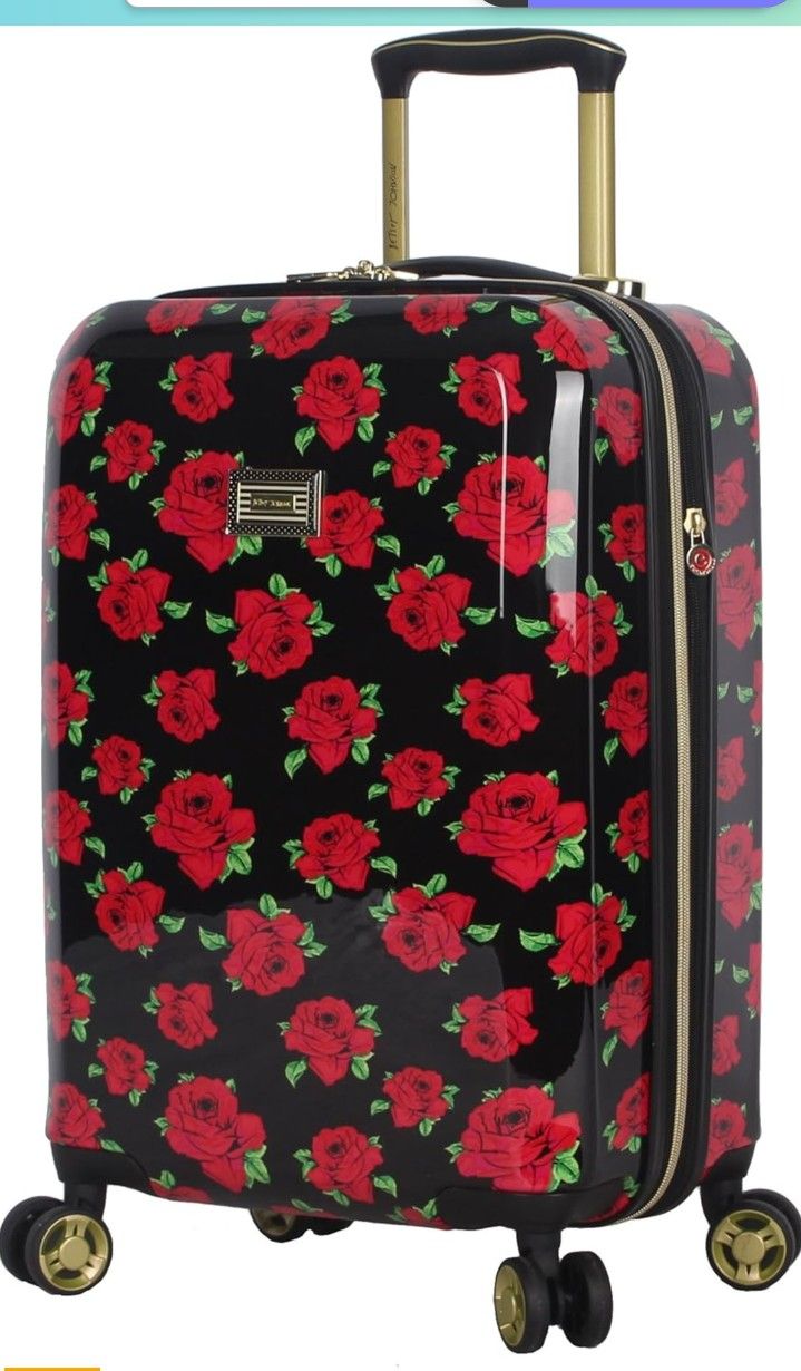 New Betsey Johnson Designer 20 Inch Carry On - Expandable (ABS + PC) Hardside Luggage - Lightweight Durable Suitcase With 8-Rolling Spinner Wheels