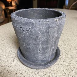 Super Cute Gray Cement Ceramic Plant Pot W/Drainage Hole