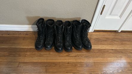 Black Leather Lace-Up Combat Boots – 2 Pairs
