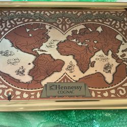 Vintage collectible Hennessy Cognac world map advertising mirror sign