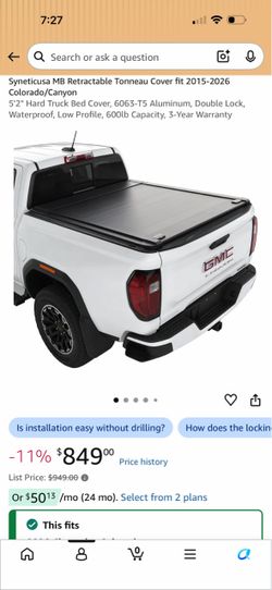 2025-2026 Chevy Colorado Retractable Bed Cover