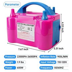 Balloon Pump 600W 110V Electric Balloon Pump Portable Electric Inflator Balloon Air Pump-2 Tying Too