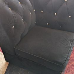 black velvet/diamondlike buttons..cadacorner sofa