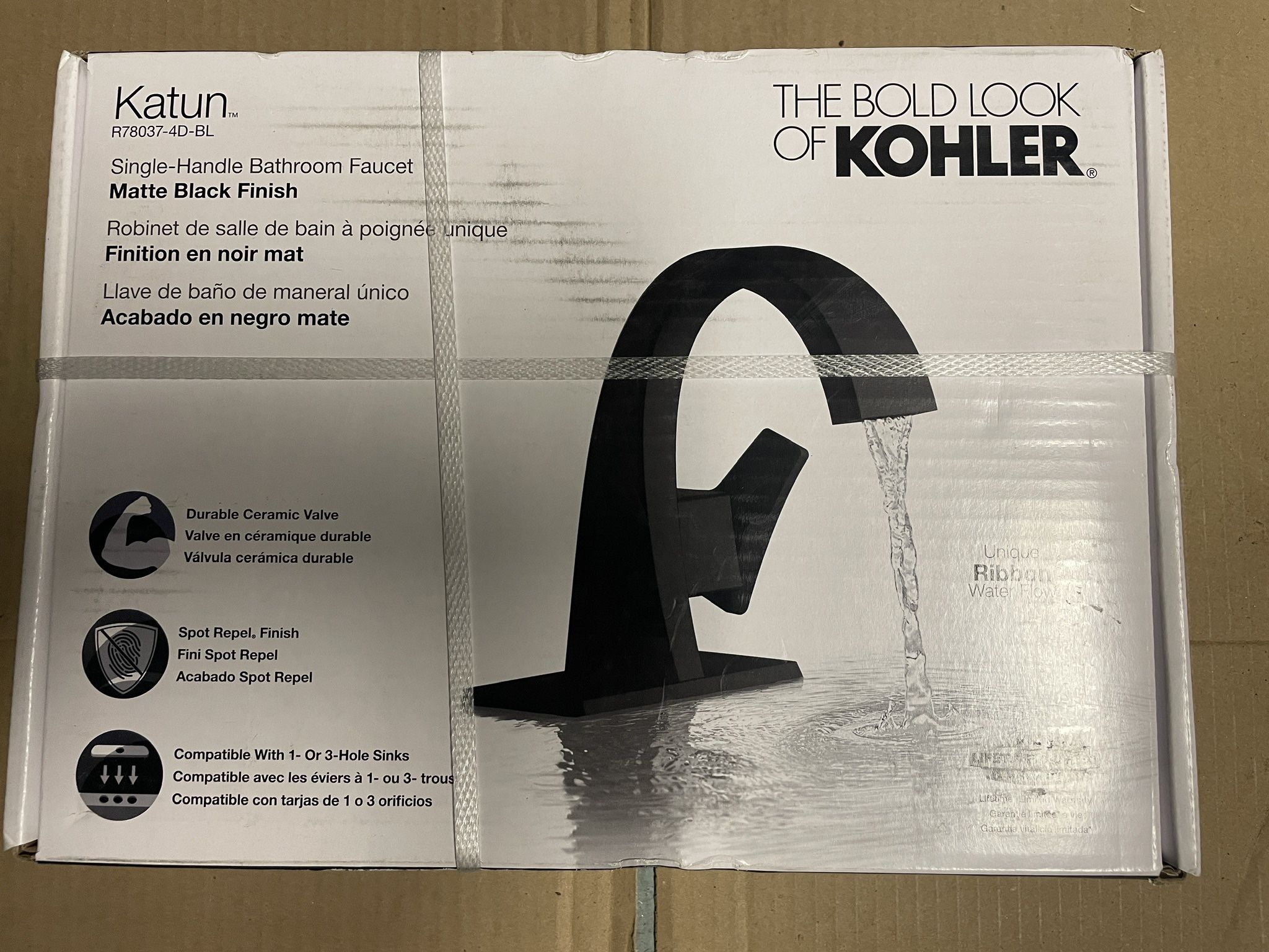 KOHLER Katun Single Hole or 4 in. Centerset Single-Handle Bathroom Faucet in Matte Black - BRAND NEW 