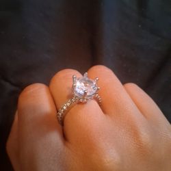 Women Sterling Silver Rings Engagement Ring And Wedding Band