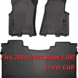 Husky Liners - Weatherbeater | Fits 2019-2024 Ram 1500 Crew Cab w/ Factory Underseat Storage, Front & 2nd Row Liner-Black/MATS, 3 pc. | 94001   