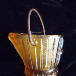 Miniature Amber (Yellow) Glass Ash Bucket