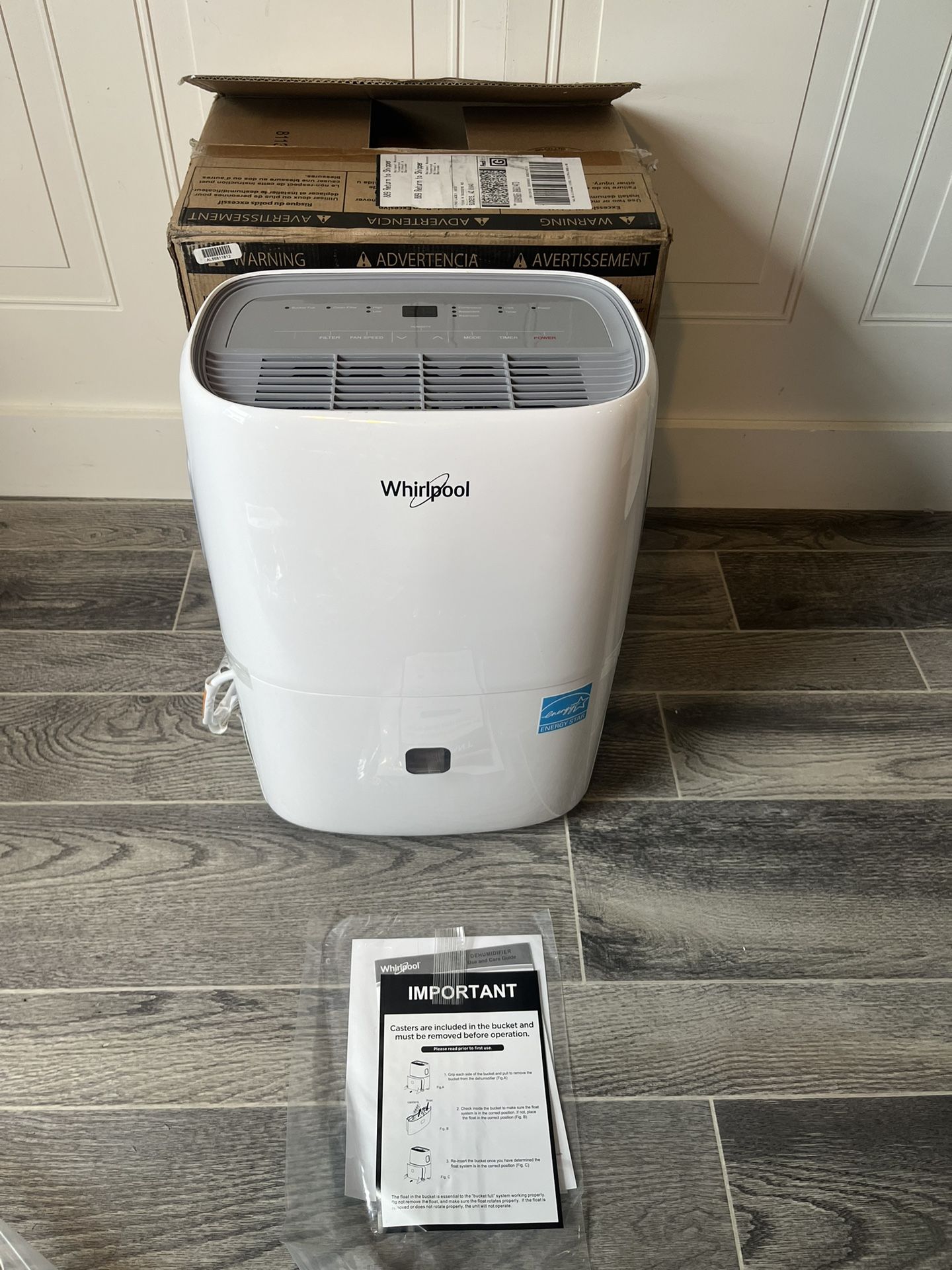 Whirlpool 20-Pint Portable Dehumidifier with 24-Hour Timer, Auto Shut-Off New 65% off retail