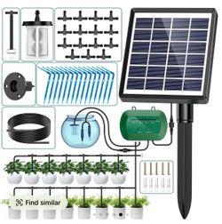 Solar Drip Irrigation System,Automatic Watering System with 12 Timing Modes and 10 Drippers for Balcony/Gardens/Greenhouses