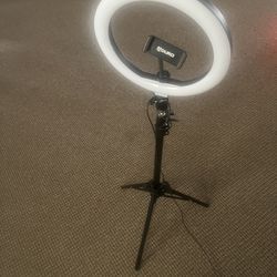 Ring light with phone holder