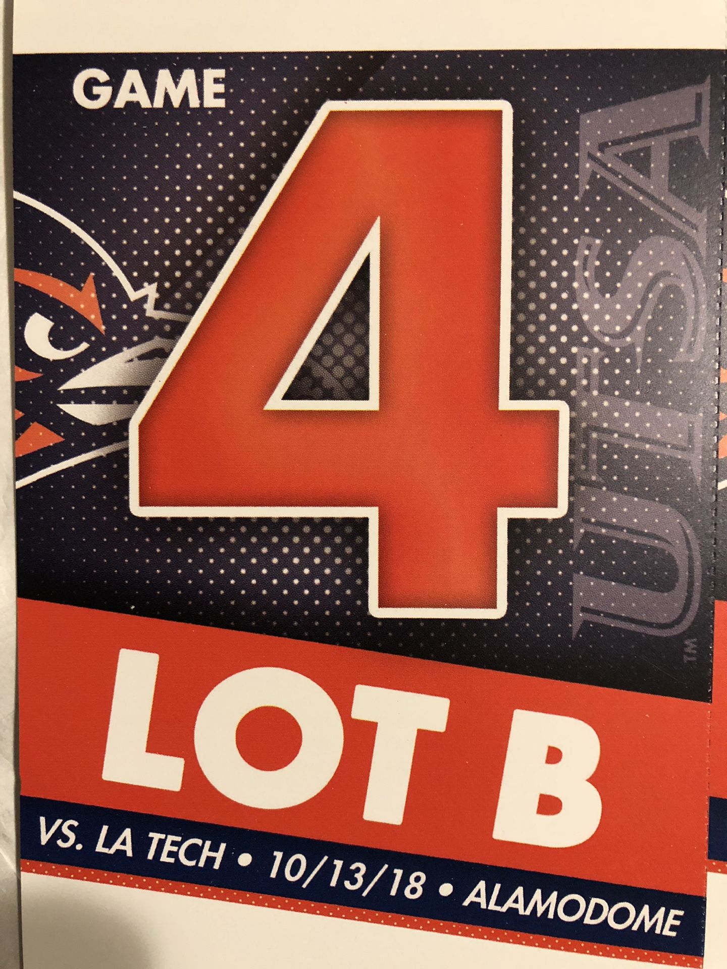 UTSA Homecoming game Lot B parking pass