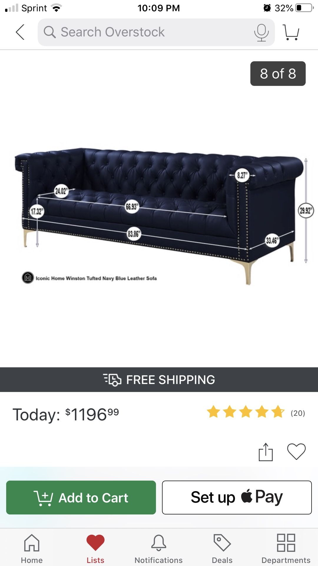 Blue Leather Sofa