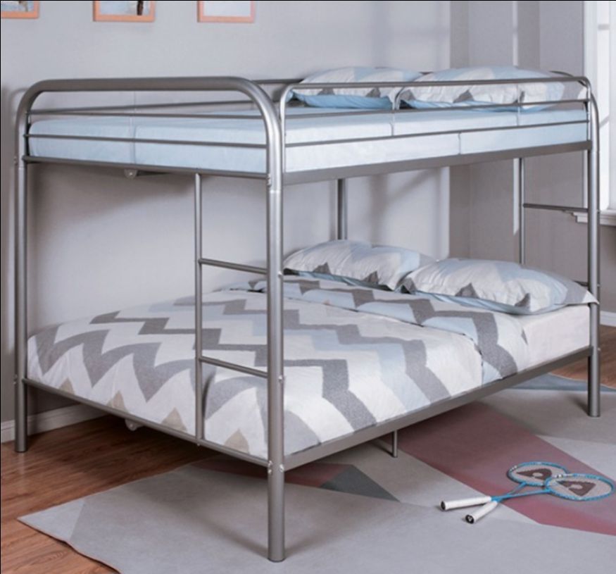 Brand New Silver Metal Full over Full Bunk Bed