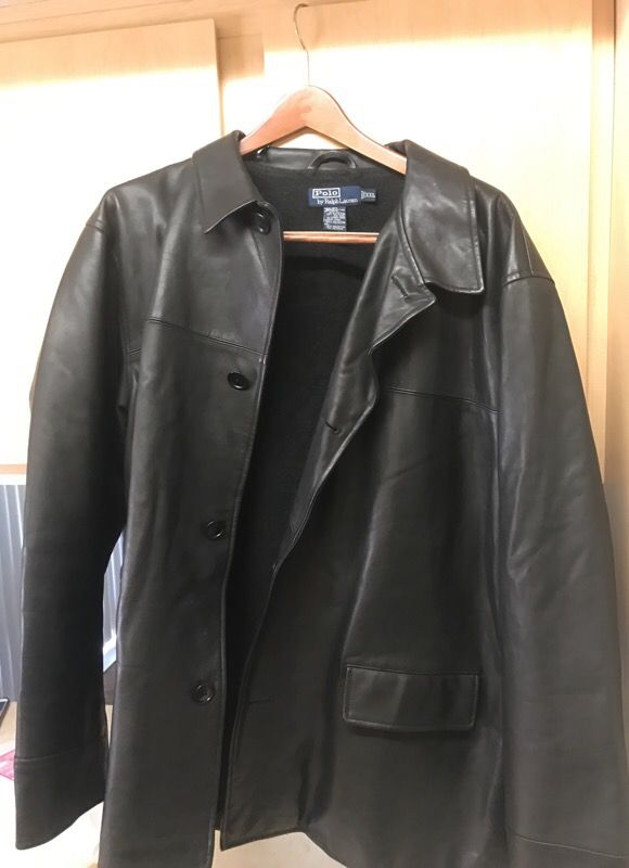 Black Ralph Lauren polo leather coat