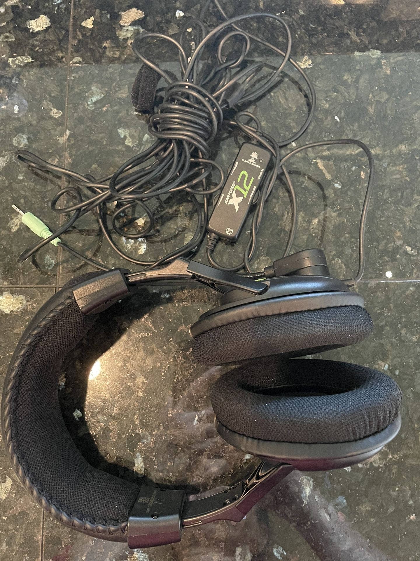 Turtle Beach Ear Force X12 Full-Size Headset - Black/Green. use:for X-Box 360, Computer, Video Game Console.