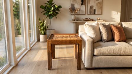 Large Solid wood end table accent table