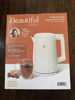 Beautiful by Drew Barrymore Programmable Temperature Electric Kettle, 1.7L – Matte White